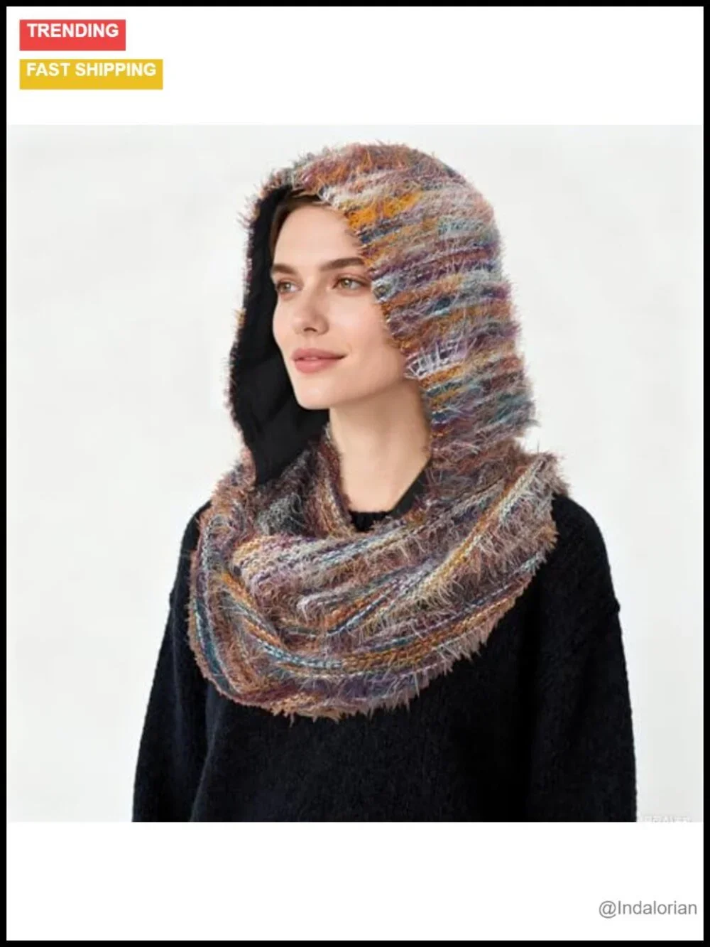 Multifunctional Linen Cotton Cowl Hood Scarf Pullover Wrap